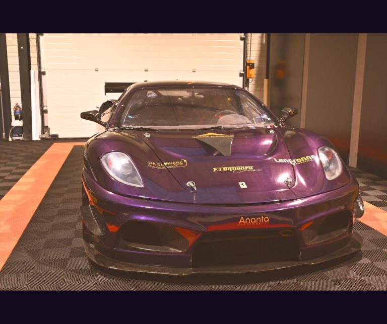 covering Ferrari F430 violet vue face BJ PUB Cambrai wrap voiture luxe sport