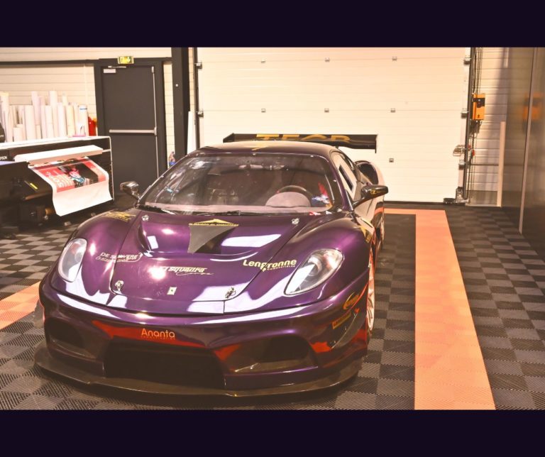 covering Ferrari F430 violet vue avant BJ PUB Cambrai wrap voiture sport luxe